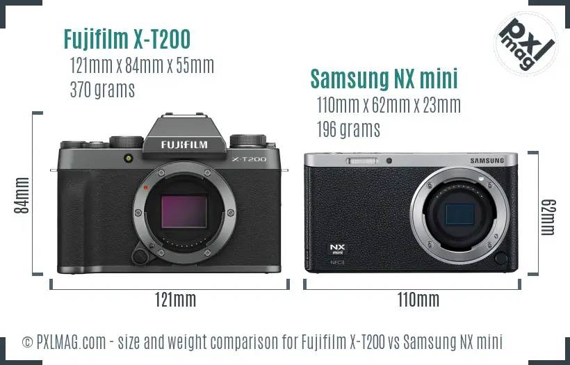 Fujifilm X-T200 vs Samsung NX mini size comparison