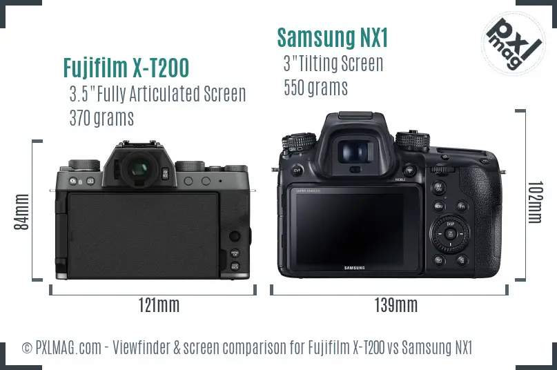 Fujifilm X-T200 vs Samsung NX1 Screen and Viewfinder comparison