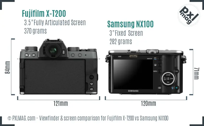 Fujifilm X-T200 vs Samsung NX100 Screen and Viewfinder comparison