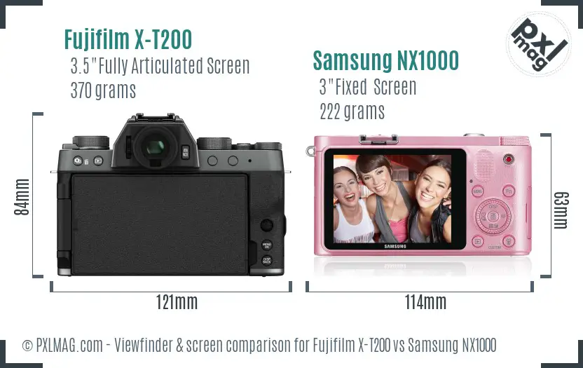 Fujifilm X-T200 vs Samsung NX1000 Screen and Viewfinder comparison