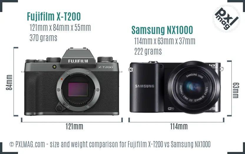 Fujifilm X-T200 vs Samsung NX1000 size comparison