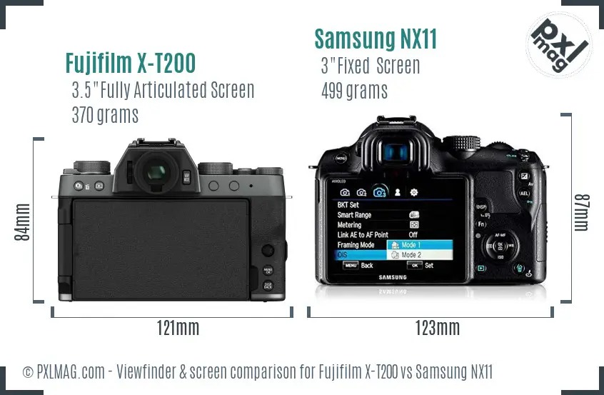 Fujifilm X-T200 vs Samsung NX11 Screen and Viewfinder comparison