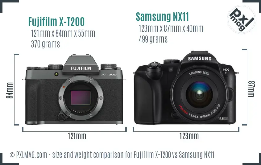 Fujifilm X-T200 vs Samsung NX11 size comparison