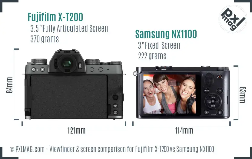 Fujifilm X-T200 vs Samsung NX1100 Screen and Viewfinder comparison