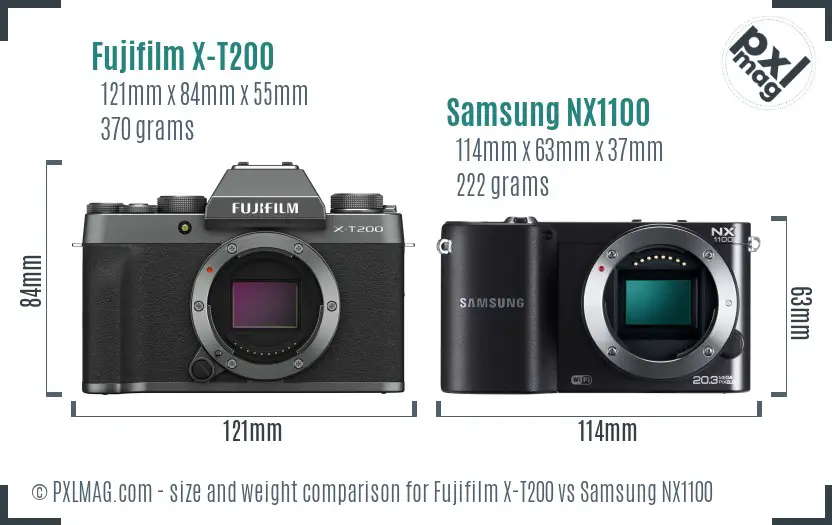 Fujifilm X-T200 vs Samsung NX1100 size comparison