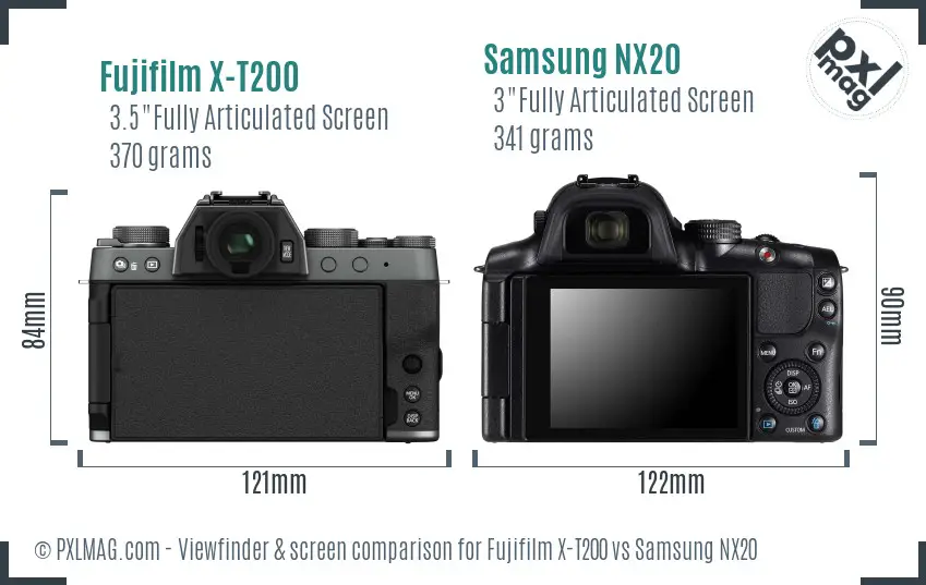 Fujifilm X-T200 vs Samsung NX20 Screen and Viewfinder comparison Fujifilm X-T200 vs Samsung NX20 Screen and Viewfinder comparison