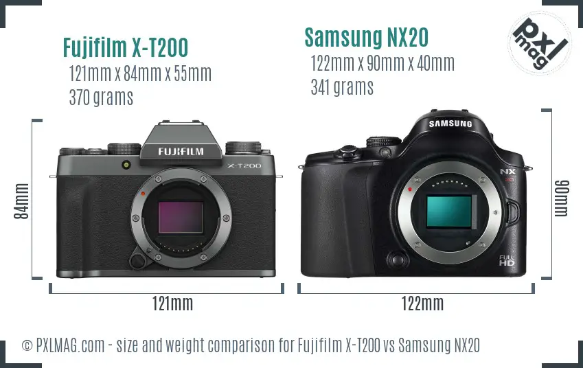 Fujifilm X-T200 vs Samsung NX20 size comparison Fujifilm X-T200 vs Samsung NX20 size comparison