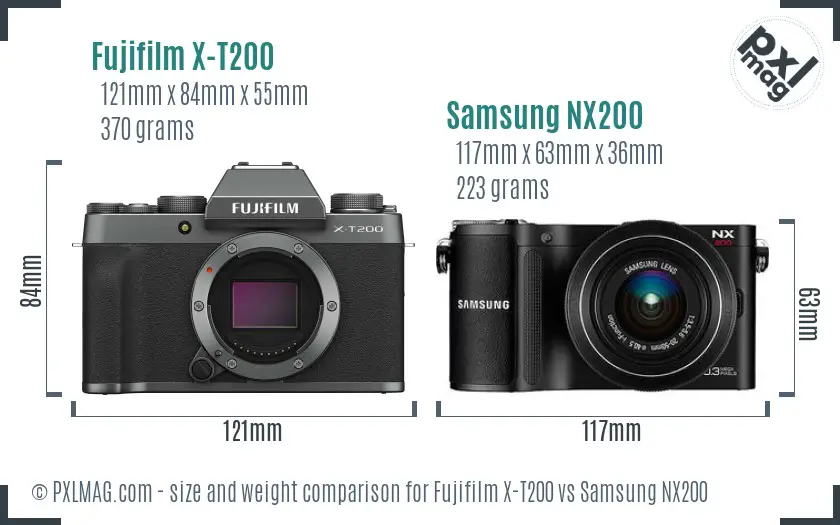 Fujifilm X-T200 vs Samsung NX200 size comparison