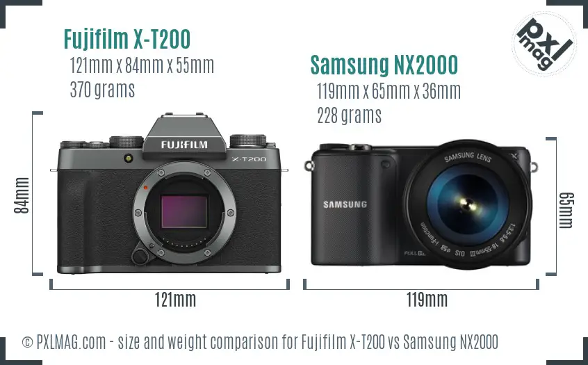 Fujifilm X-T200 vs Samsung NX2000 size comparison
