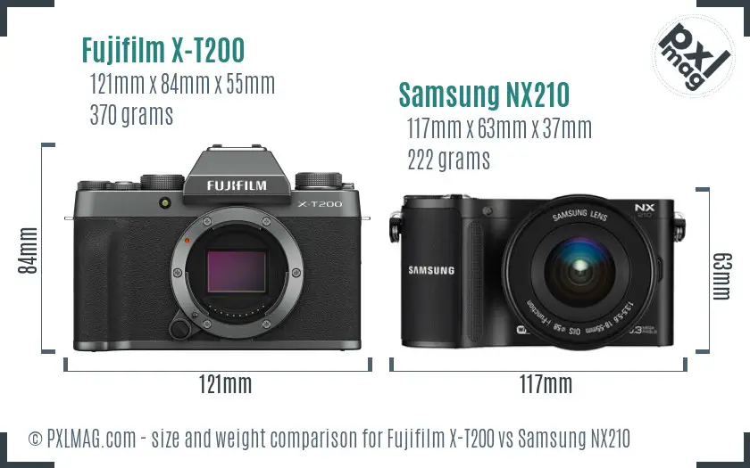 Fujifilm X-T200 vs Samsung NX210 size comparison