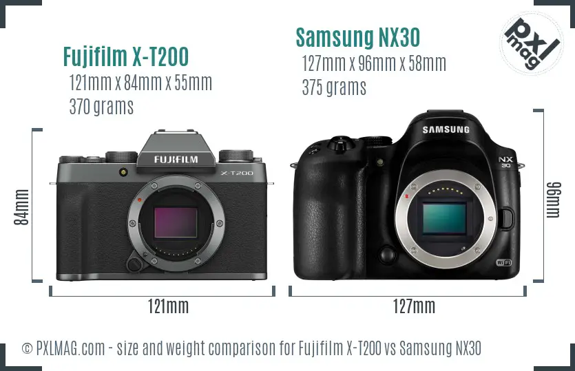 Fujifilm X-T200 vs Samsung NX30 size comparison