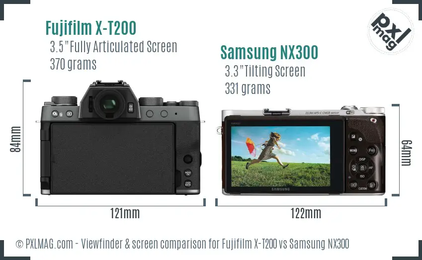 Fujifilm X-T200 vs Samsung NX300 Screen and Viewfinder comparison
