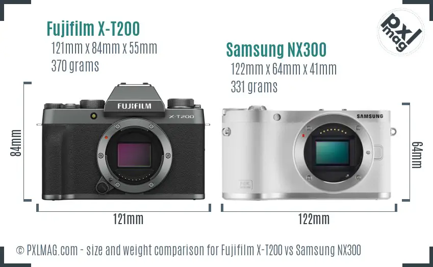 Fujifilm X-T200 vs Samsung NX300 size comparison