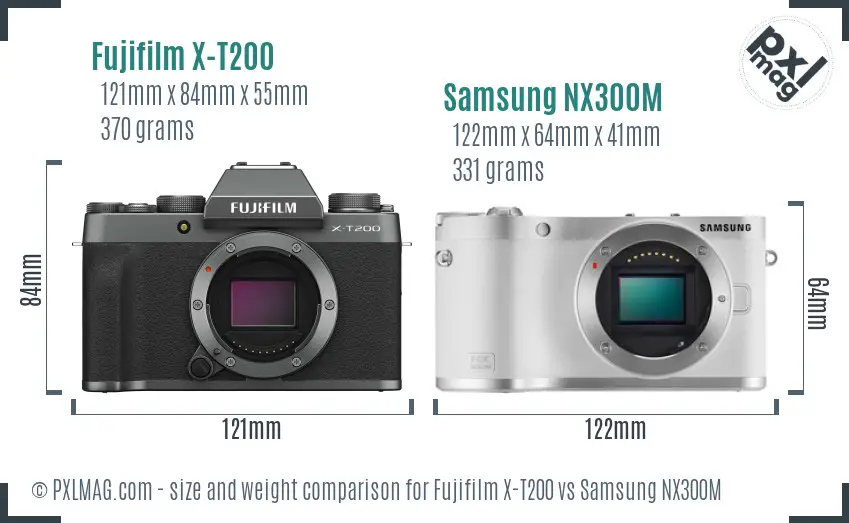 Fujifilm X-T200 vs Samsung NX300M size comparison