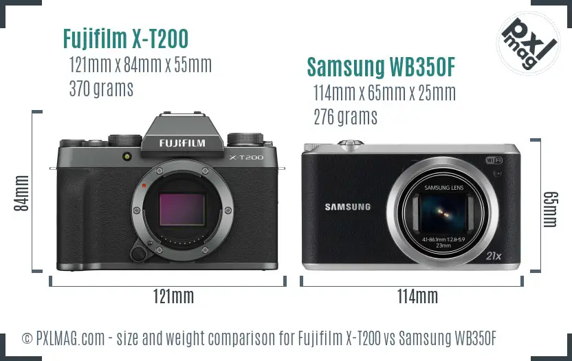 Fujifilm X-T200 vs Samsung WB350F size comparison
