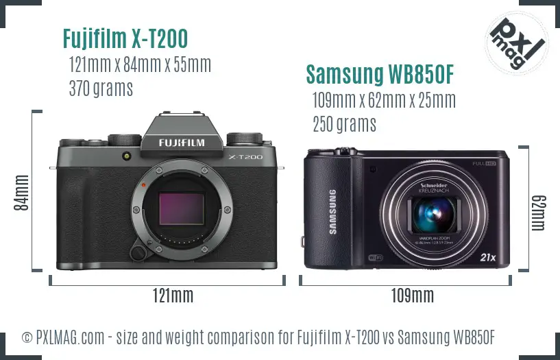 Fujifilm X-T200 vs Samsung WB850F size comparison