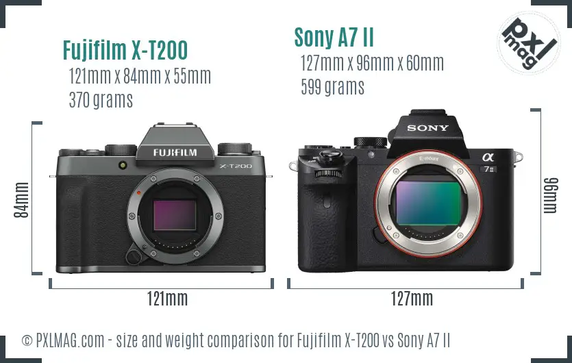 Fujifilm X-T200 vs Sony A7 II size comparison Fujifilm X-T200 vs Sony A7 II size comparison
