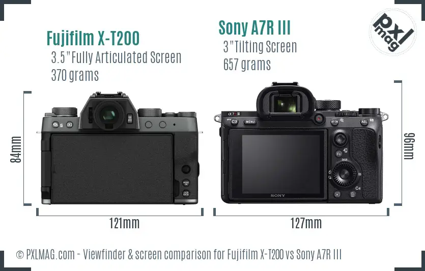 Fujifilm X-T200 vs Sony A7R III Screen and Viewfinder comparison Fujifilm X-T200 vs Sony A7R III Screen and Viewfinder comparison