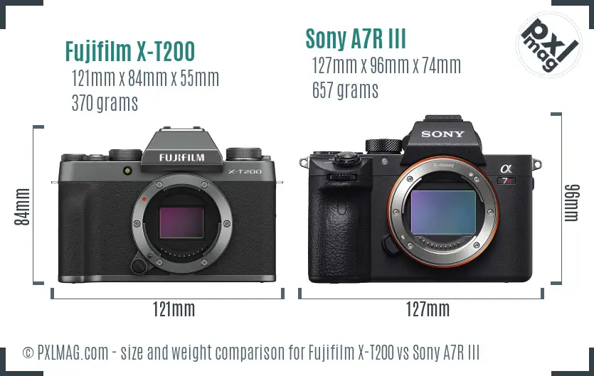 Fujifilm X-T200 vs Sony A7R III size comparison Fujifilm X-T200 vs Sony A7R III size comparison