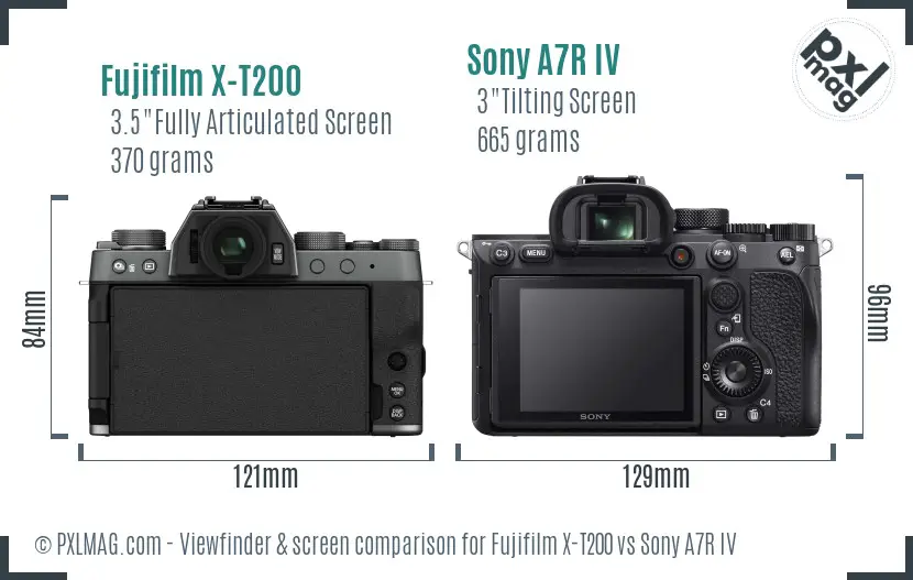 Fujifilm X-T200 vs Sony A7R IV Screen and Viewfinder comparison