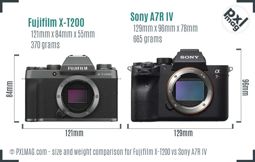 Fujifilm X-T200 vs Sony A7R IV size comparison