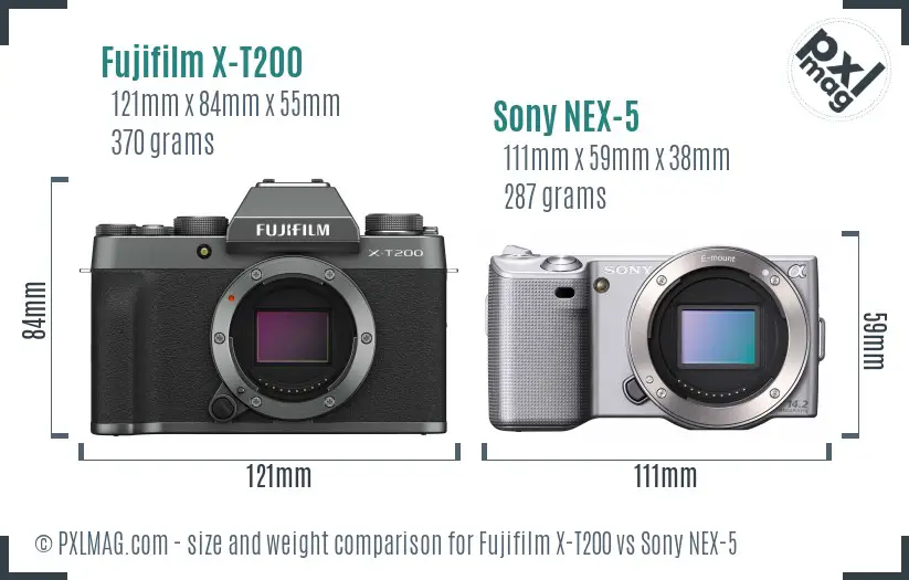 Fujifilm X-T200 vs Sony NEX-5 size comparison