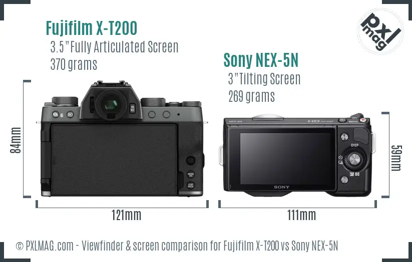 Fujifilm X-T200 vs Sony NEX-5N Screen and Viewfinder comparison