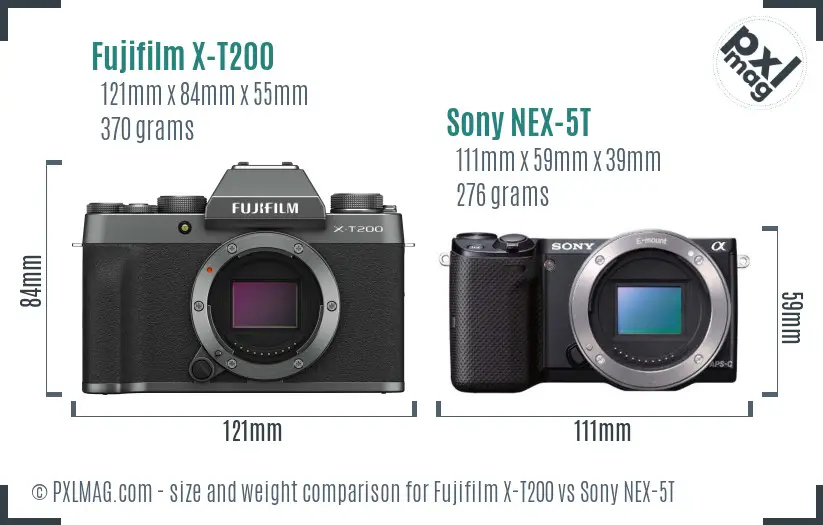 Fujifilm X-T200 vs Sony NEX-5T size comparison