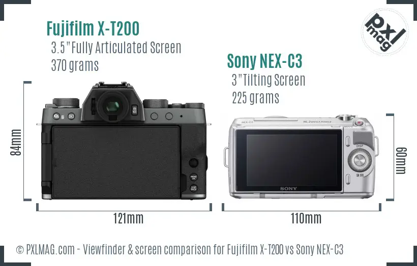 Fujifilm X-T200 vs Sony NEX-C3 Screen and Viewfinder comparison