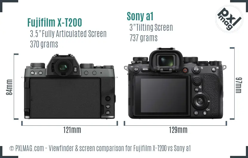 Fujifilm X-T200 vs Sony a1 Screen and Viewfinder comparison