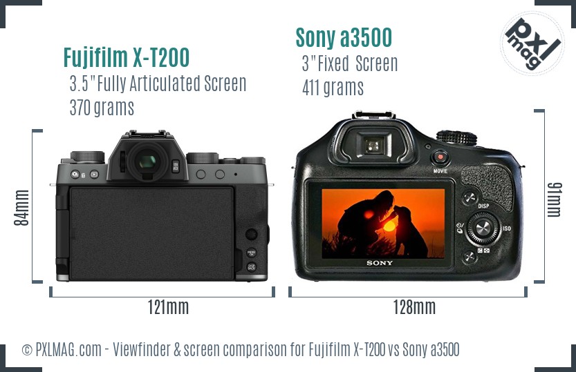 Fujifilm X-T200 vs Sony a3500 Screen and Viewfinder comparison