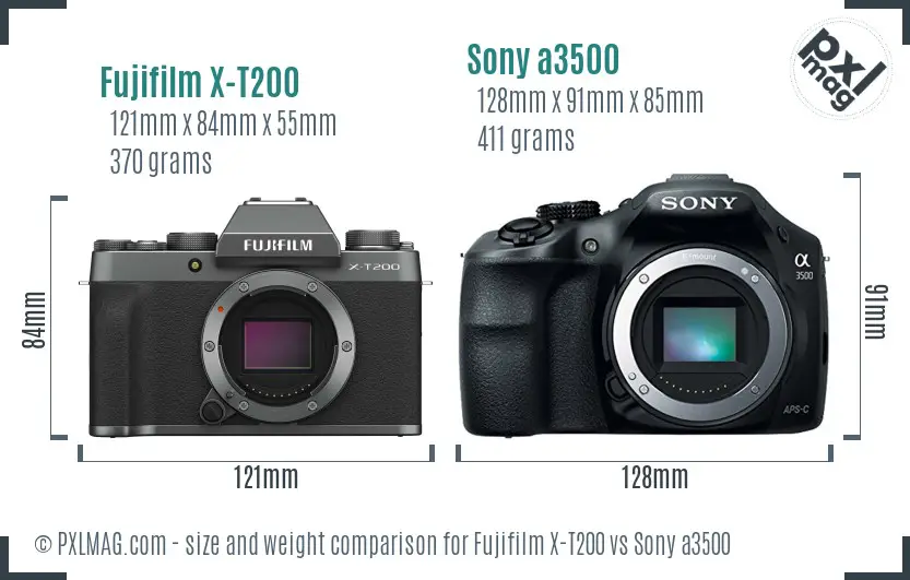 Fujifilm X-T200 vs Sony a3500 size comparison