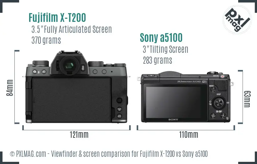 Fujifilm X-T200 vs Sony a5100 Screen and Viewfinder comparison