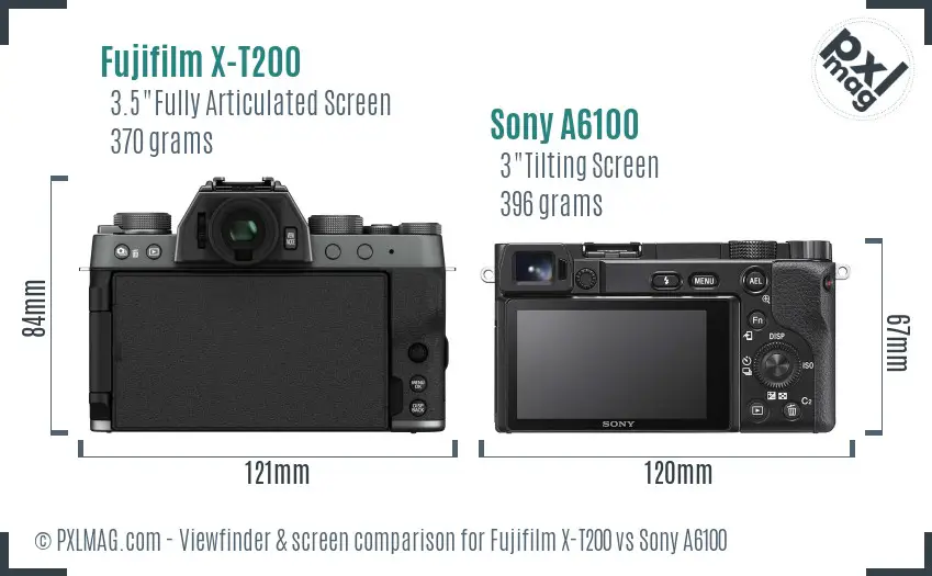 Fujifilm X-T200 vs Sony A6100 Screen and Viewfinder comparison