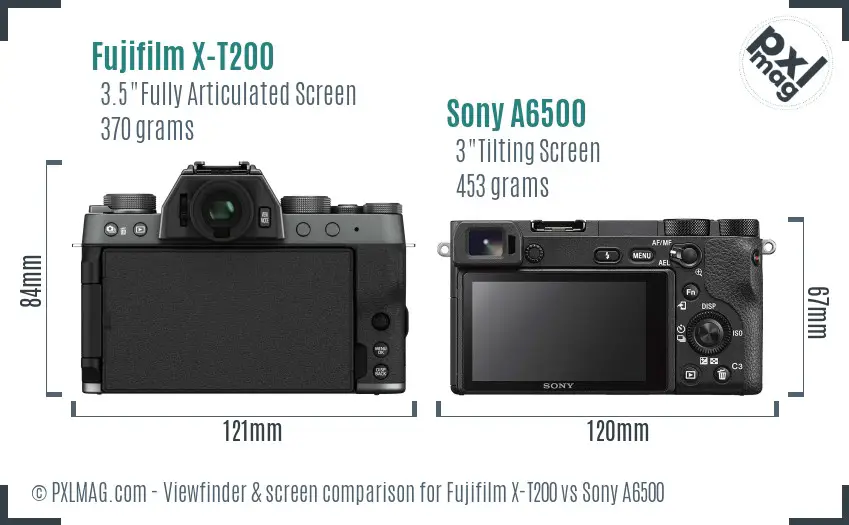 Fujifilm X-T200 vs Sony A6500 Screen and Viewfinder comparison