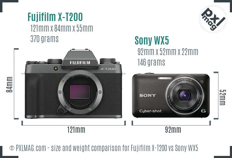 Fujifilm X-T200 vs Sony WX5 size comparison
