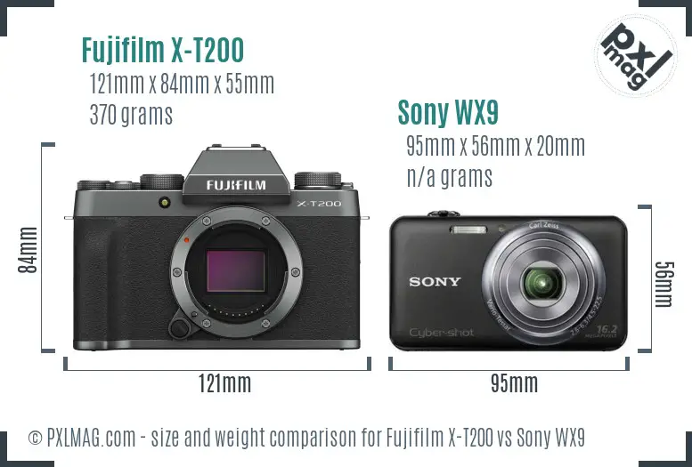 Fujifilm X-T200 vs Sony WX9 size comparison