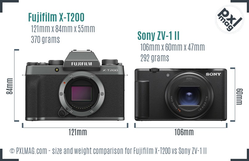 Fujifilm X-T200 vs Sony ZV-1 II size comparison Fujifilm X-T200 vs Sony ZV-1 II size comparison