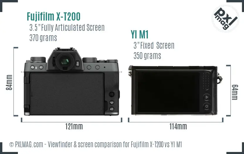 Fujifilm X-T200 vs YI M1 Screen and Viewfinder comparison