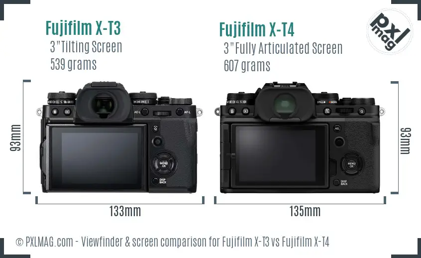 Fujifilm X-T3 vs Fujifilm X-T4 Screen and Viewfinder comparison