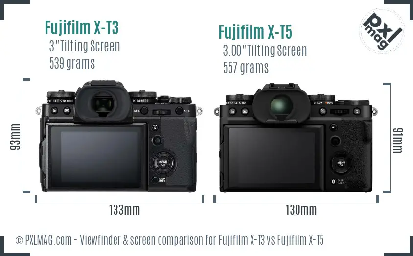 Fujifilm X-T3 vs Fujifilm X-T5 Screen and Viewfinder comparison