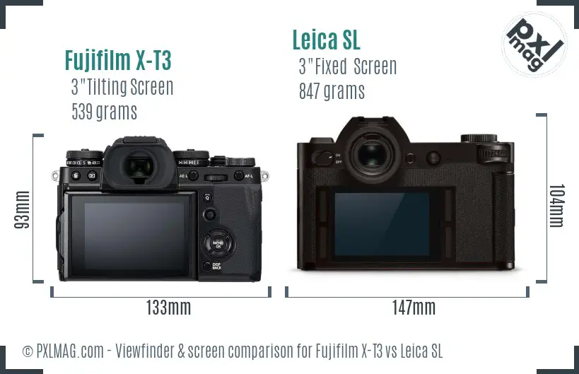 Fujifilm X-T3 vs Leica SL Screen and Viewfinder comparison
