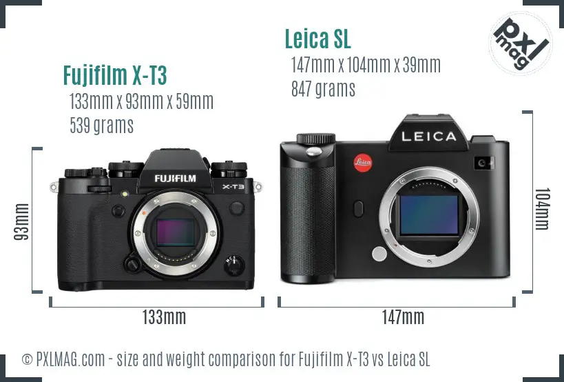 Fujifilm X-T3 vs Leica SL size comparison