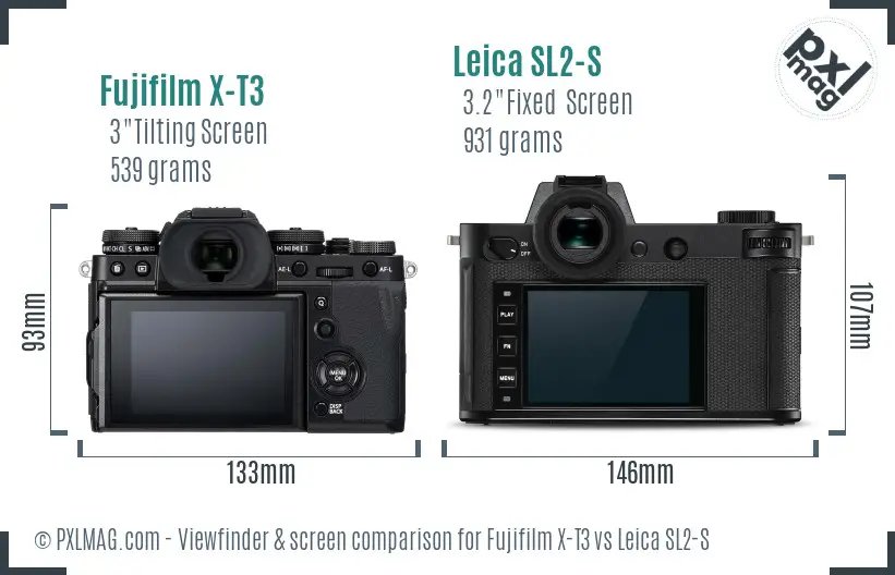 Fujifilm X-T3 vs Leica SL2-S Screen and Viewfinder comparison