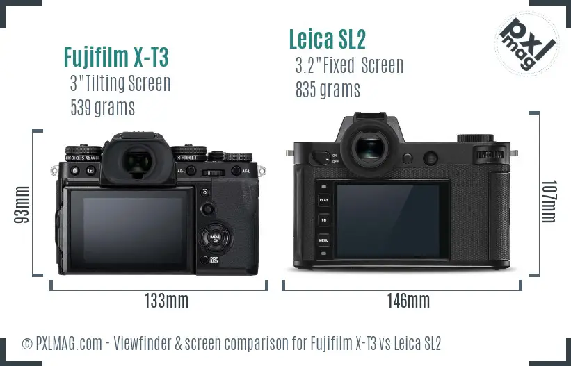 Fujifilm X-T3 vs Leica SL2 Screen and Viewfinder comparison