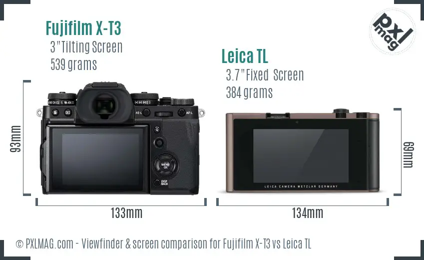 Fujifilm X-T3 vs Leica TL Screen and Viewfinder comparison Fujifilm X-T3 vs Leica TL Screen and Viewfinder comparison