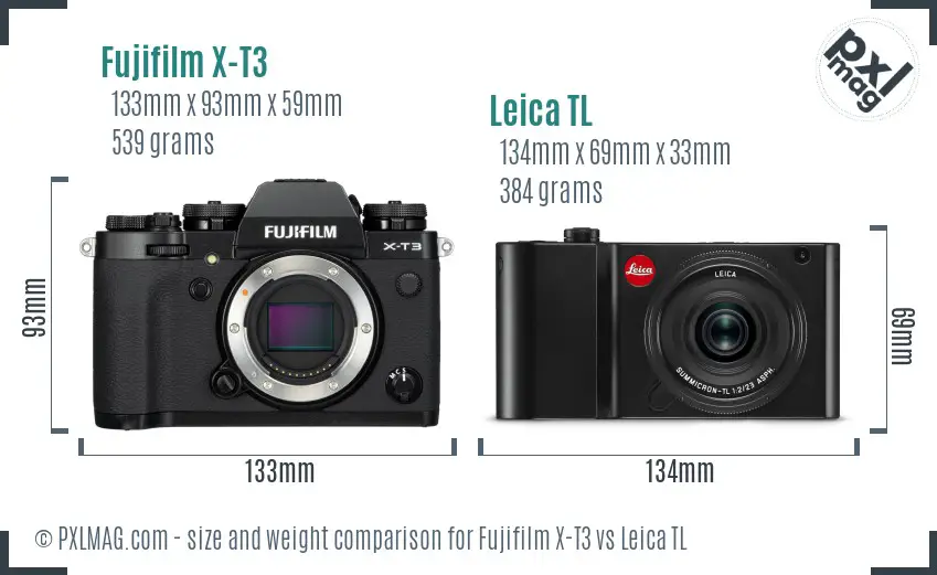 Fujifilm X-T3 vs Leica TL size comparison Fujifilm X-T3 vs Leica TL size comparison