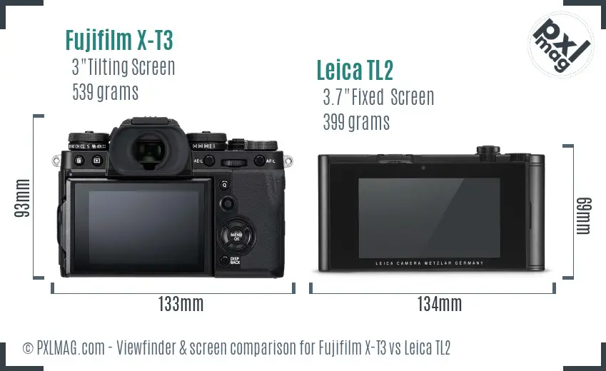 Fujifilm X-T3 vs Leica TL2 Screen and Viewfinder comparison