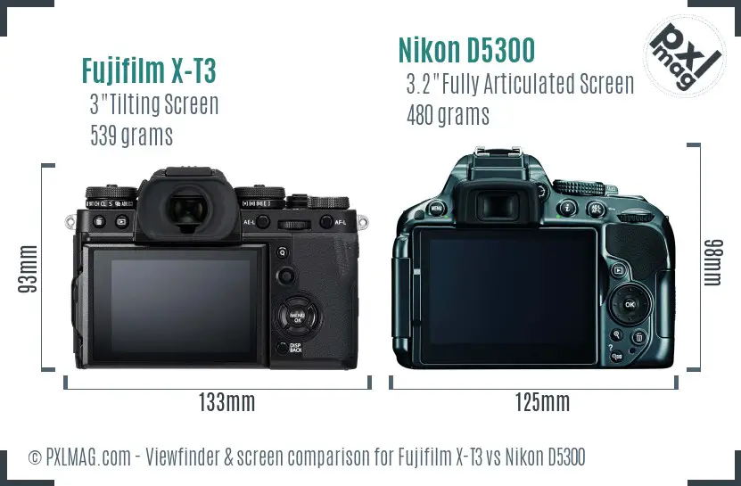 Fujifilm X-T3 vs Nikon D5300 Screen and Viewfinder comparison Fujifilm X-T3 vs Nikon D5300 Screen and Viewfinder comparison