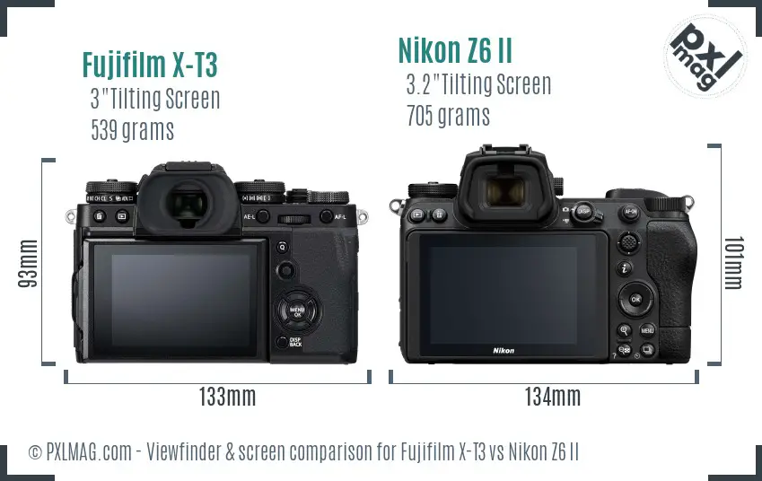 Fujifilm X-T3 vs Nikon Z6 II Screen and Viewfinder comparison